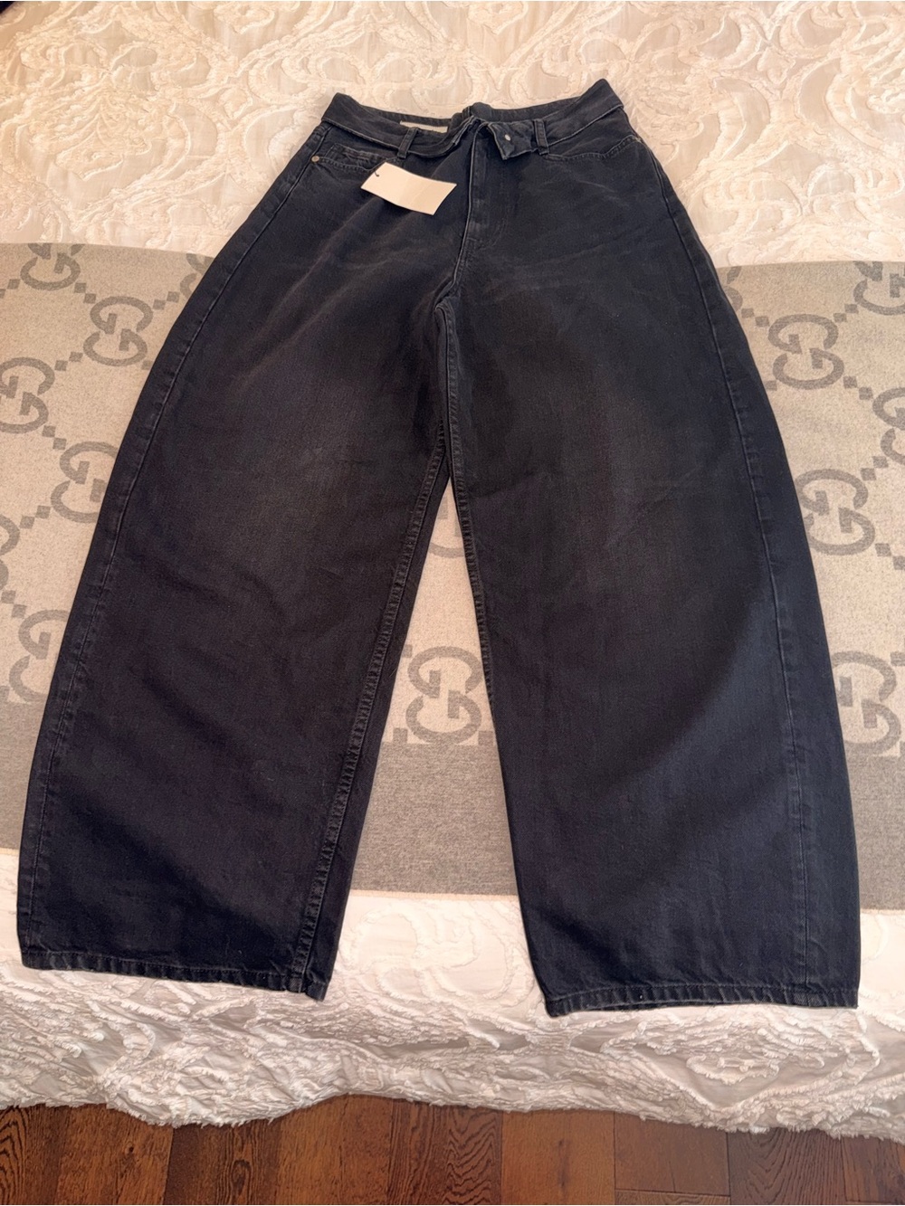 Zara Black Wide Leg Flared Jeans - Picture 2 of 13